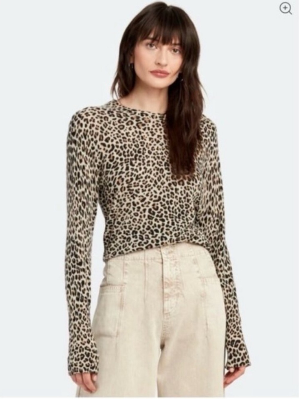 ZADIG & VOLTAIRE LIRIUS CASHMERE SWEATER LEOPARD Sz M